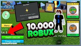 Noob to Pro but i spend 10000 Robux as level 1 Blox Fruits