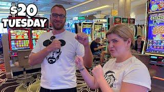 $20 Tuesday Husband Vs. Wife Slot Machine Battle  Round 2