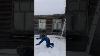 Russian Boy Having Fun With Snow