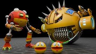 Pacman & Robot Protector vs Shredder - Spiky Combat Monster