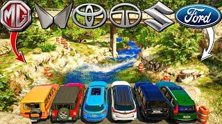 GTA 5 Famous Indian Cars Vs IMPOSSIBLE DEEP WaterFalls River Cross Challenge  GTA 5 MODS