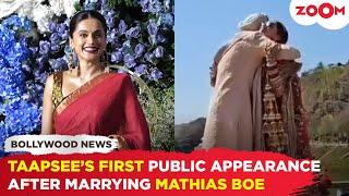 Taapsee Pannu’s FIRST public appearance after marrying Mathias Boe reacts as paps ask ‘Sir nahi...’