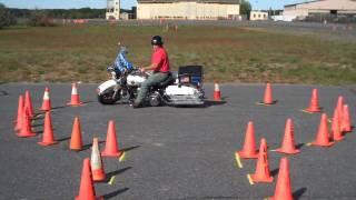 Police Motorcycle Training  One Handed Keyhole