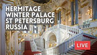 Tour Inside of The HERMITAGE Museum of Winter Palace in St Petersburg Russia. LIVE