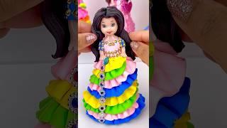 DIY How to Make Polymer Clay Miniature Rainbow Doll Dress  DIY Easy Polymer Clay Tutorial  ASMR