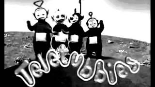 Teletubbies in black and white