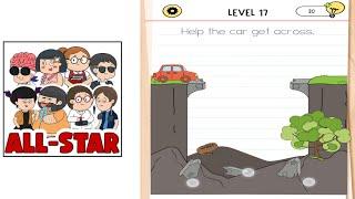 Brain test all star level 17 help the car get across Gameplay walkthrough solution