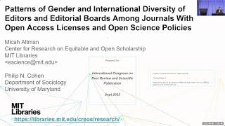 Diversity of Editors and Editorial Boards Among Journals With Open Access Licenses and Policies