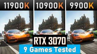 intel 11th gen 11900k vs 10900k vs 9900k Gaming benchmarks RTX 3070