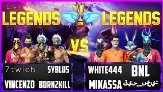 Vincenzo + B2k + Syblus vs Bnl + white444  Free Fire Most dangerous match ever - Garena Free Fire
