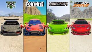 GTA 5 Lamborghini vs Fortnite Lamborghini vs Minecraft Lamborghini vs BeamNG drive - WHICH IS BEST?