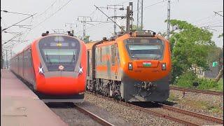 130 Kmph Saffron Vande Bharat + Aerodynamic WAP-5 Amrit Bharat Exp   Fastest Speedy Trains of ER