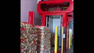 Stacking Potatoes on the VPM 8 combi red coloured machine