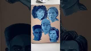 painting portraits with gouache #strangerthings #sketchbook #shorts