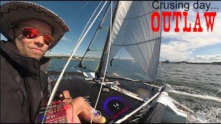 Small trimaran Cruising day around Korstensholmen island Sweden