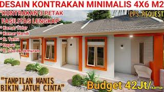 DESAIN KONTRAKAN MINIMALIS 4X6 M2 SUPER KEREN  Kamar Mandi Dalam Dapur R. Tamu T.Cuci & Jemuran