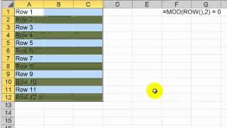 How to Use Conditional Formatting to Produce Alternate Row Shading in an Excel Worksheet