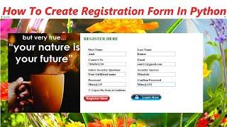 #Part1 How To Create Registration Form In Python Using Tkinter With Database  Mini project