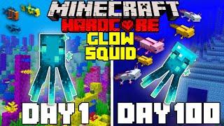 I Survived 100 Days as a GLOW SQUID in Hardcore Minecraft... Minecraft Hardcore 100 Days