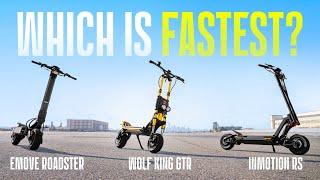 60MPH+ Electric Scooter Drag Race InMotion RS vs. Wolf King GTR vs. EMOVE Roadster