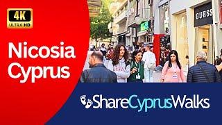 NICOSIA CYPRUS - Walking Tour - Ledra to Makarios - March 2024. Immersive Sound4K Ultra HD