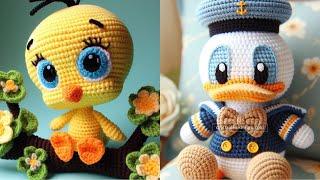 Cartoon characters knitted with wool crochet share ideas #crochet #knitted #cartoon #animals