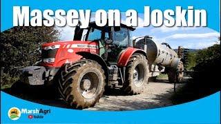 Massey Ferguson 7718 on a Joskin Trailing Shoe Tank HD