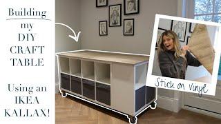 BUILDING MY DIY CRAFT TABLE USING IKEA KALLAX - Art Studio Makeover Pt 2 Stick on vinyl & Fails