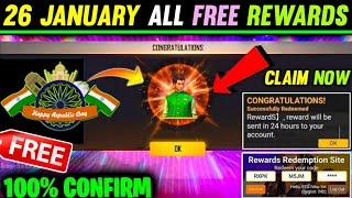 26 JANUARY FREE REWARDS  REPUBLIC DAY EVENT FREE FIRE  REPUBLIC DAY EVENT FREE REWARDS 2022