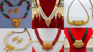 Light Weight Gold Pearl Choker Necklace Designs Moti chokher