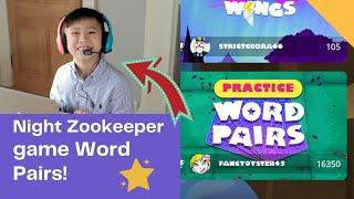 Night Zookeeper game Word Wings played by Twins O&A  Night Zookeeper literacy games for kids