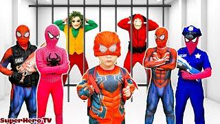 TEAM SPIDER-MAN vs BAD GUY TEAM Rescue KID SPIDER MAN From JOKER ??  Mansion Battle 