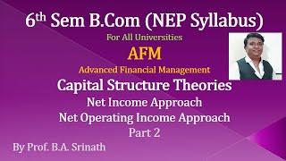 AFM - 6th Sem B.Com - Capital Structure Theories -Net Operating Income Approach Problem No. 2