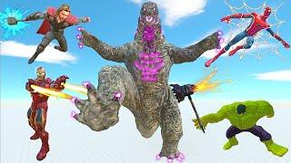 Avengers Super Heroes VS GODZILLA Evolved - EPIC FIGHT Defend The BASE From Monsters