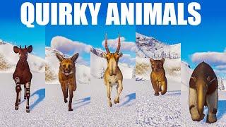 Quirky Animals Speed Race in Planet Zoo included Saiga Maned Wolf Okapi Anteater Fossa