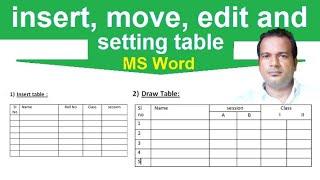 How to insert move and edit table in MS Word  Insert table and draw table