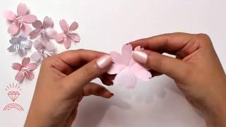 How to make paper cherry blossom flower. Sakura flower papercraft tutorial.