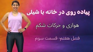 پیاده روی در خانه با شیلی ورزش هوازی و شکم برای کالری سوزی و چربی سوزی شکم قسمت ۷ فصل ۳