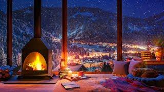 Cozy Winter Ambience for Reading with a Fireplace Snowfall and Blizzard Sounds