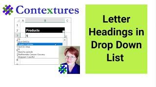 Add Letter Headings in Excel Drop Down List