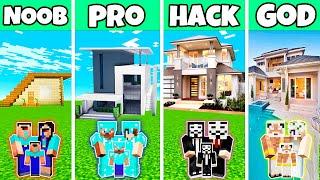 Minecraft Battle Family New Traditional House Build Challenge - Noob VS Pro VS Hacker VS God