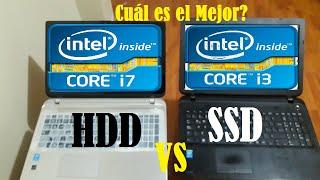 Disco SÓLIDO vs Disco DURO - SSD vs HDD - Core i7 vs Core i3  Prueba de Arranque - Speed Test