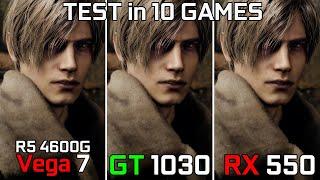 Ryzen 5 4600G vs GT 1030 vs RX 550 - Test in 10 Games