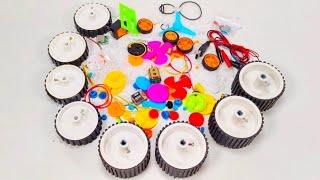 Unboxing DC motor kit science project kit  amazing gear kit  wheels DC motors type of gears