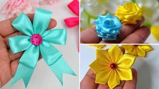 Cute Ribbon Flowers DIY  DIY Satin Flowers  Hand Embroidery Flowers Design  Easy Ribbon Craft