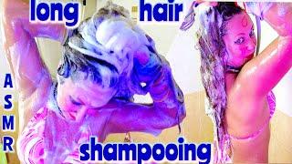 ASMR I wash my long hair in foam shampoo