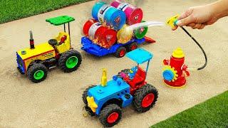 Diy tractor mini Bulldozer to making concrete road  Construction Vehicles Road Roller #51