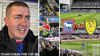 IPSWICH TOWN VS BURTON ALBION  4-0  MASCOT DANCES WITH STEWARDS & SCENES AS TOWN WIN AGAIN