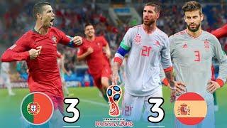 Portugal 3-3 Spain- Hattrick Ronaldo World Cup 2018  Mad match Extended highlights Goals