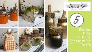 NEW $1 Dollar Tree Fall DIYs    5 Fall Farmhouse DIYs    Dollar Tree Jars for Fall